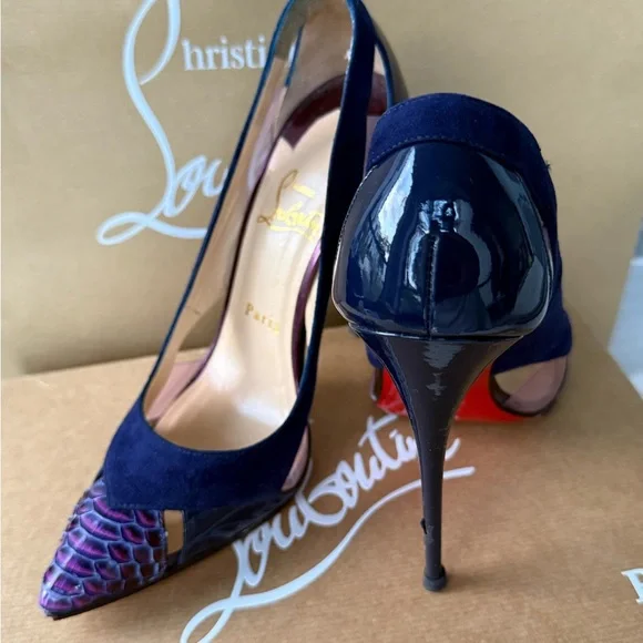 Christian Louboutin Galata 120 Eclipse Watersnake Cap Toe Heels Size 7 RARE - Picture 5 of 17